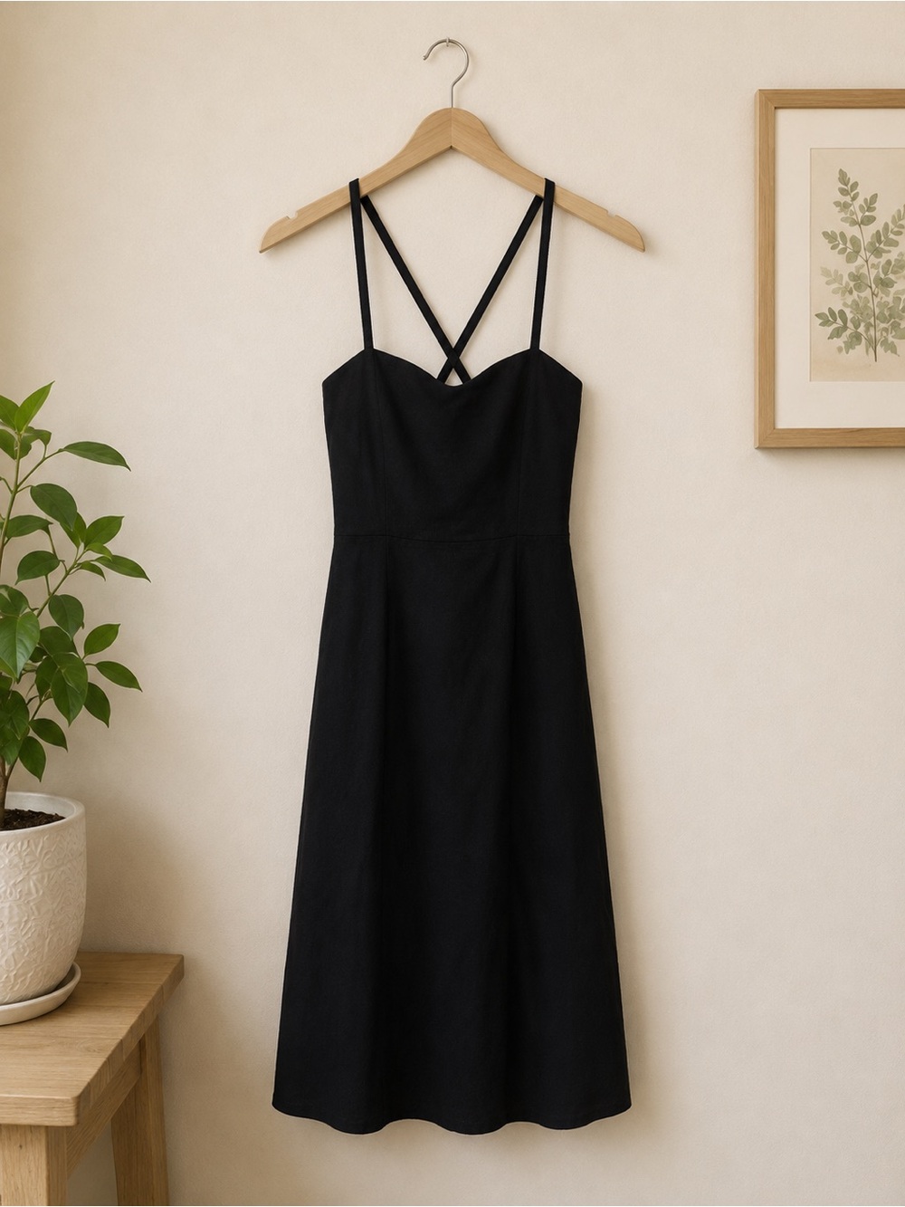 wild fable Black Crossback Midi Dress